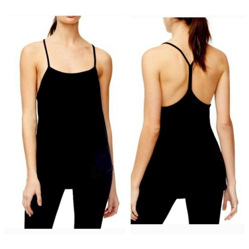 NWT Good American The T-Back Tank Top Black Basic Layering Lightweight Active 0